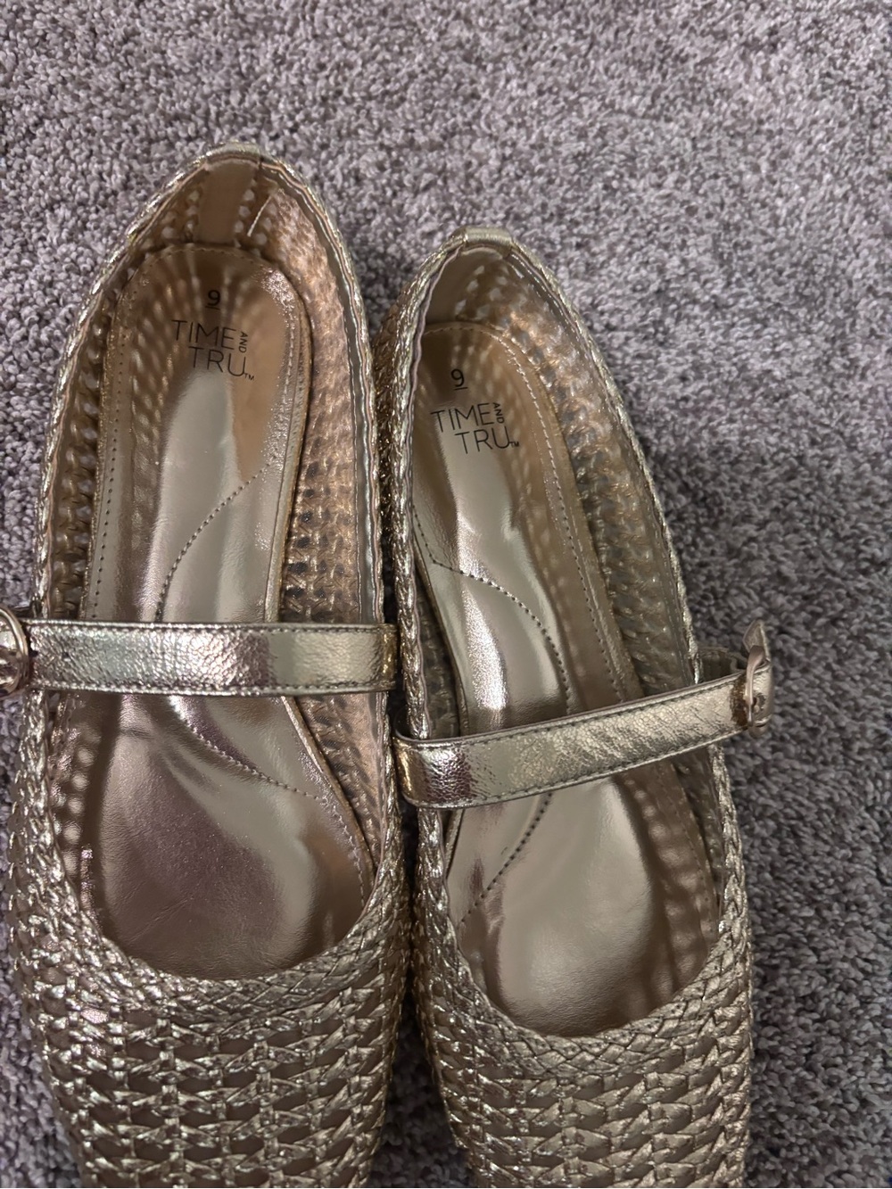 Time and Tru Metallic Rose Gold Mary Jane Flats